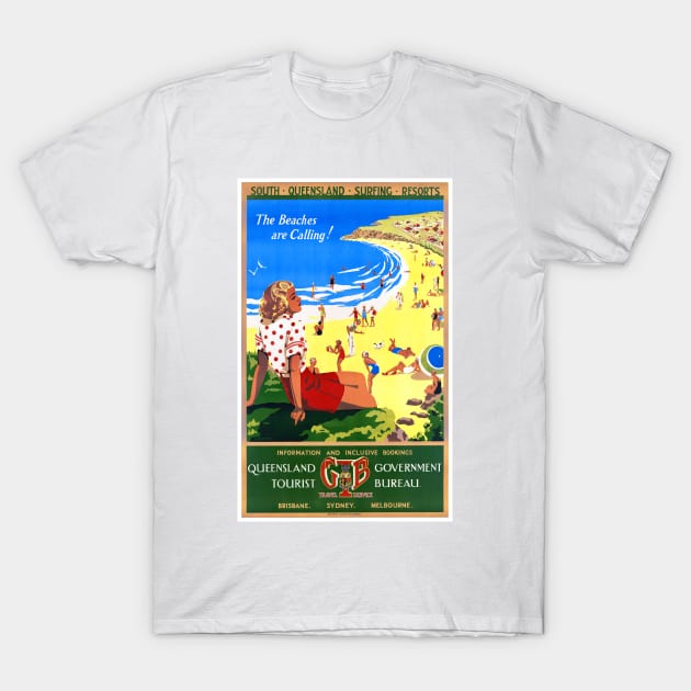 Vintage Travel Poster South Queensland Australia T-Shirt by vintagetreasure